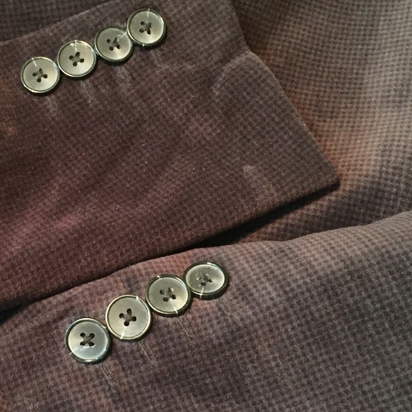 Tasso Elba Brown Velvet velour Blazer brown black Shepard's Check coat jacket - Picture 6 of 7